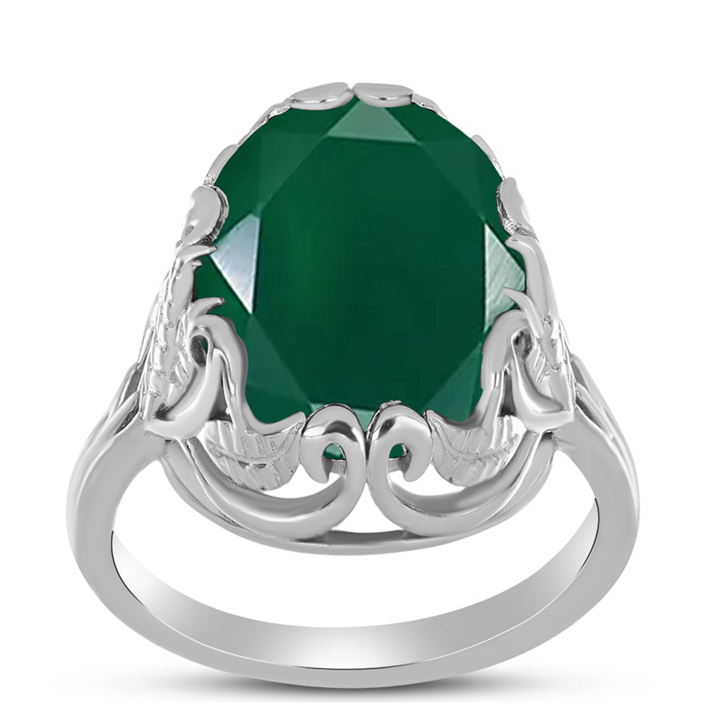 Anillo de Plata con Calcedonia Verde