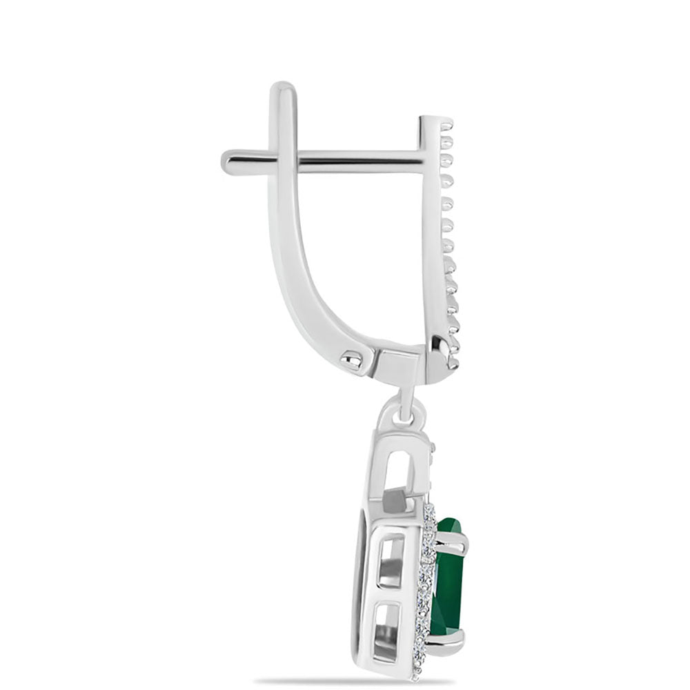 Pendientes de Plata con Calcedonia Verde y Topacio Blanco 2 