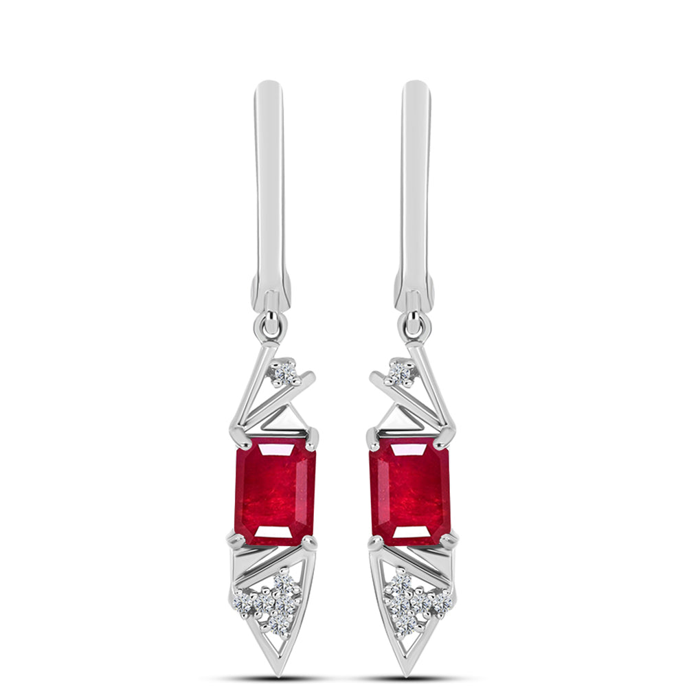 Pendientes de Plata con Rubí de Madagascar y Topacio Blanco 1 