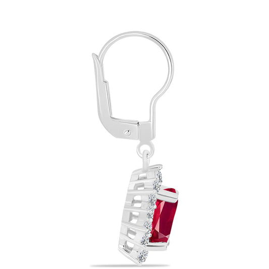 Pendientes de Plata con Rubí de Madagascar y Topacio Blanco