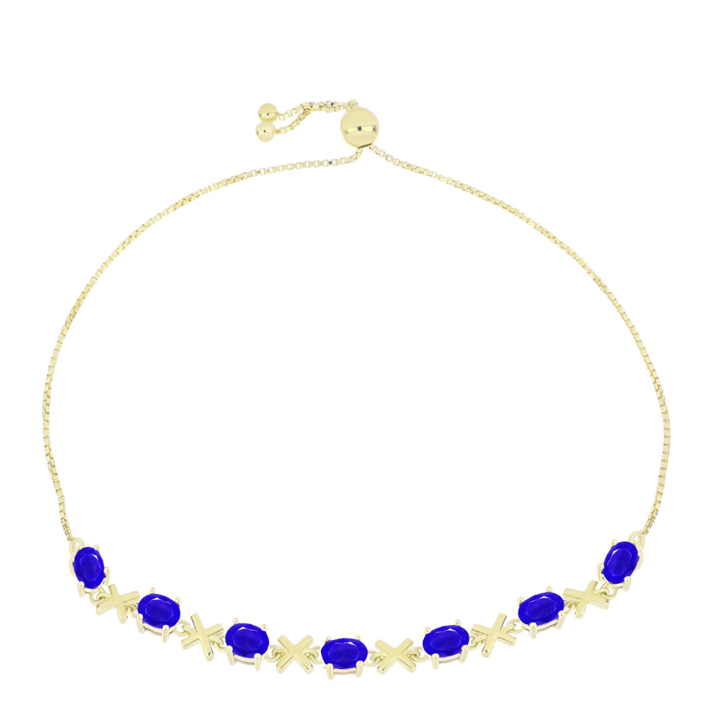 Pulsera de Plata Bañada en Oro con Ágata azul 1 