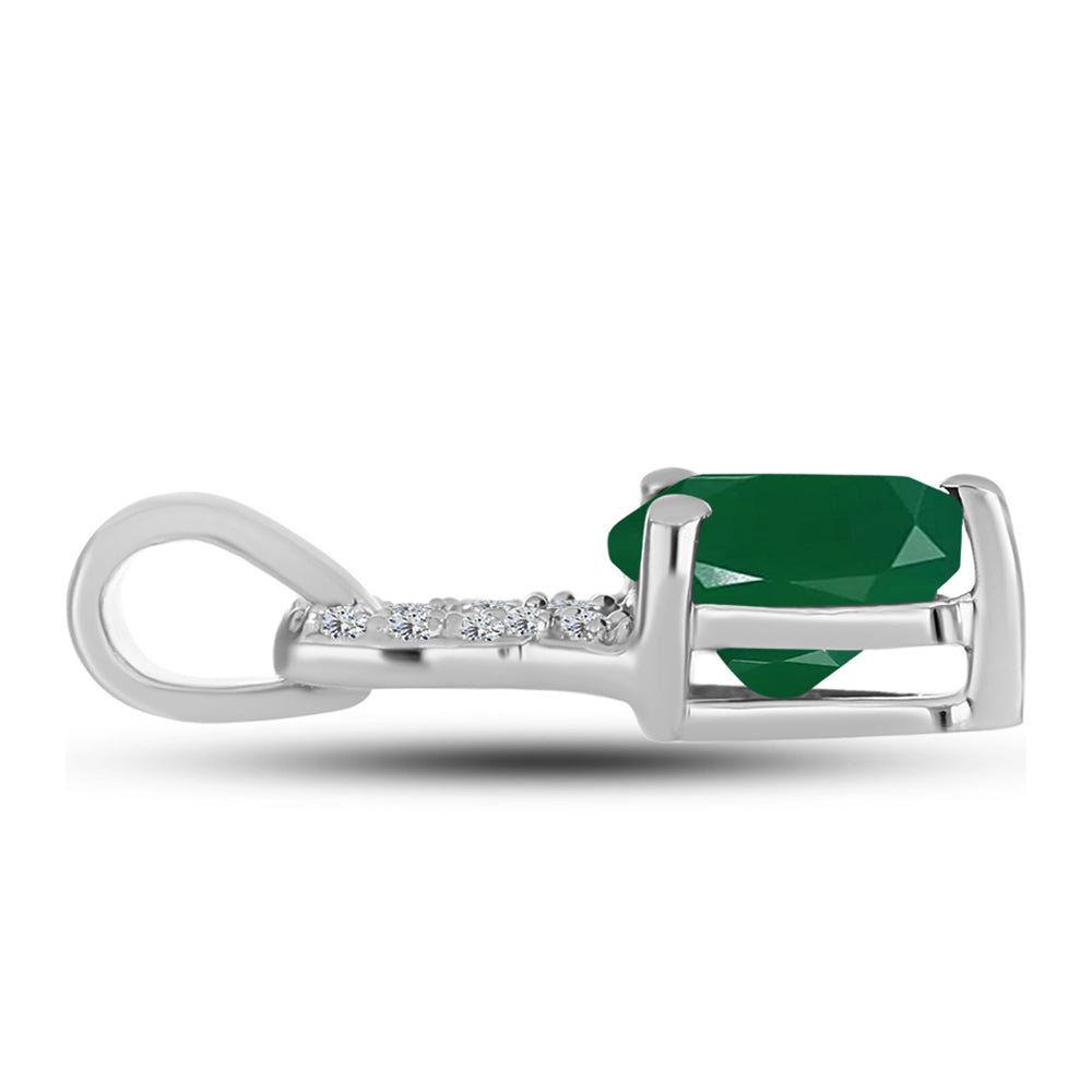 Colgante de Plata con Calcedonia Verde y Topacio Blanco 2 