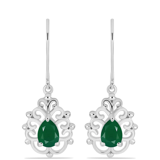 Pendientes de Plata con Calcedonia Verde