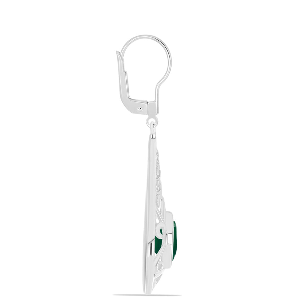 Pendientes de Plata con Calcedonia Verde