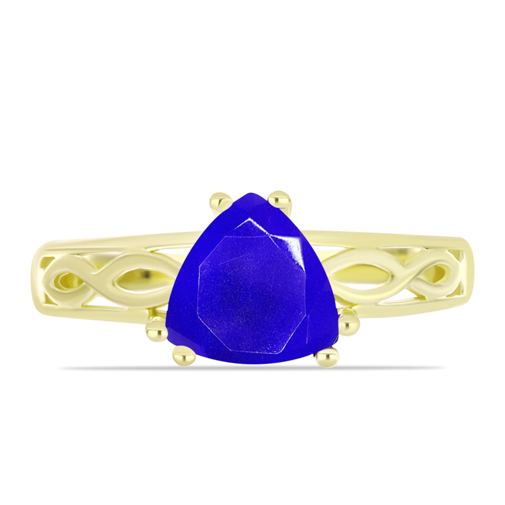 Anillo de Plata Bañada en Oro con Ágata azul