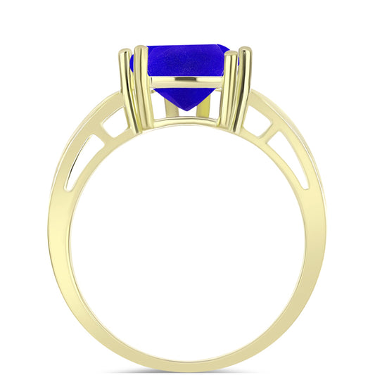 Anillo de Plata Bañada en Oro con Ágata azul