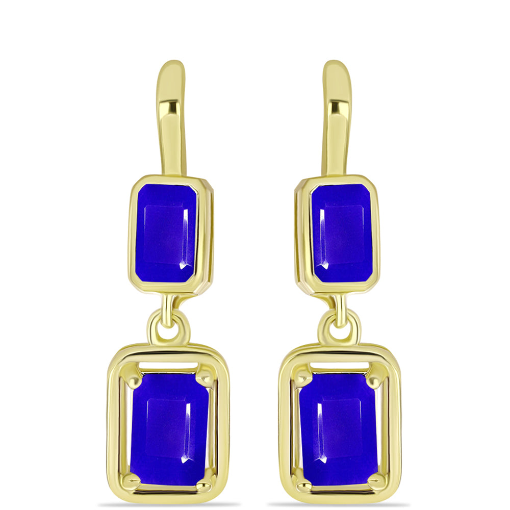 Pendientes de Plata Bañada en Oro con Ágata azul 1 