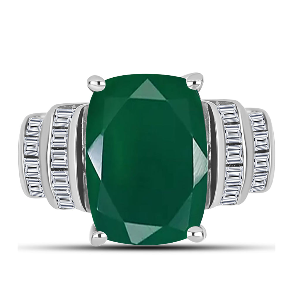 Anillo de Plata con Calcedonia Verde y Zircón Blanco 1 