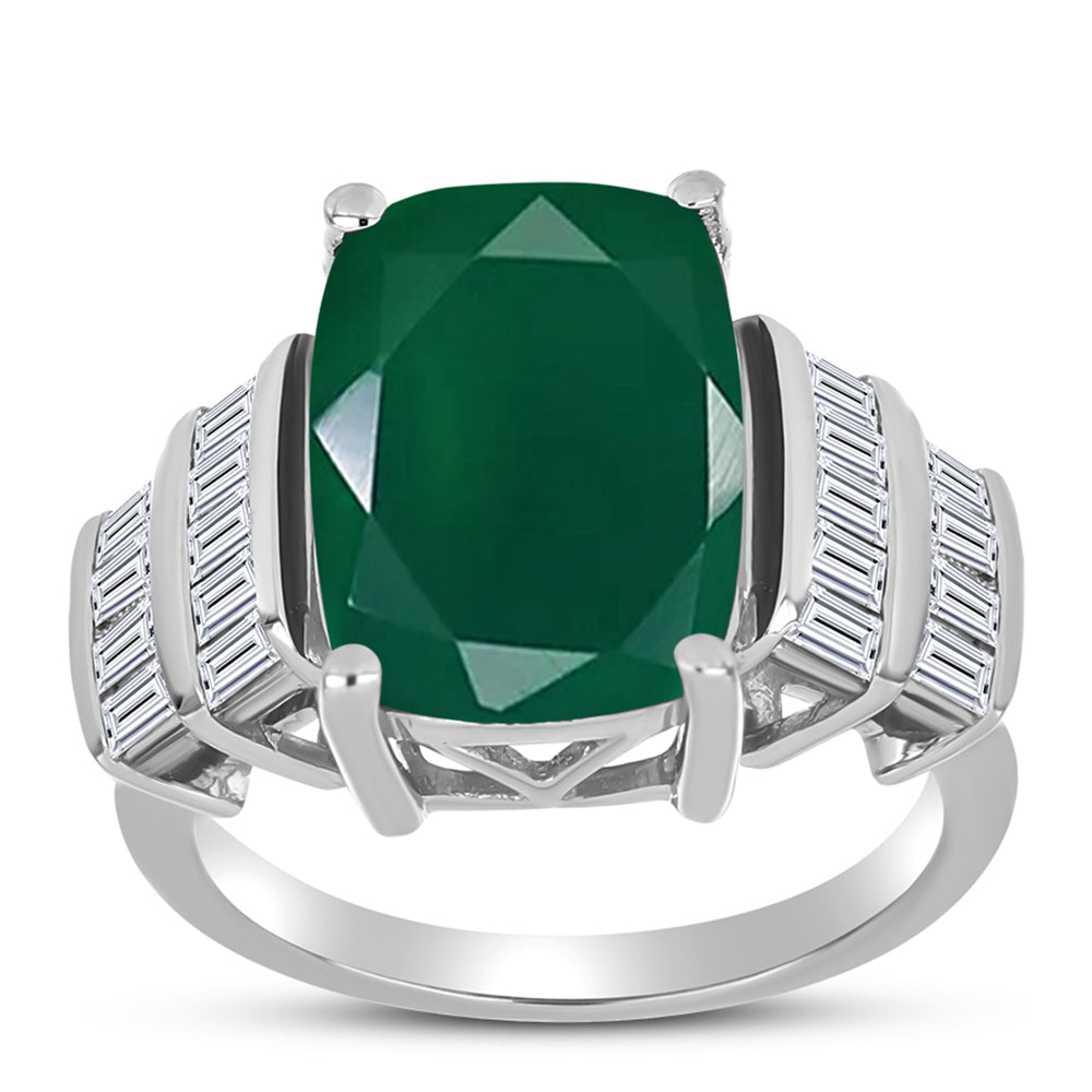 Anillo de Plata con Calcedonia Verde y Zircón Blanco 3 