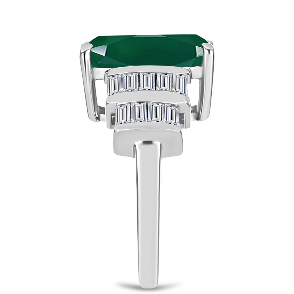 Anillo de Plata con Calcedonia Verde y Zircón Blanco 4 
