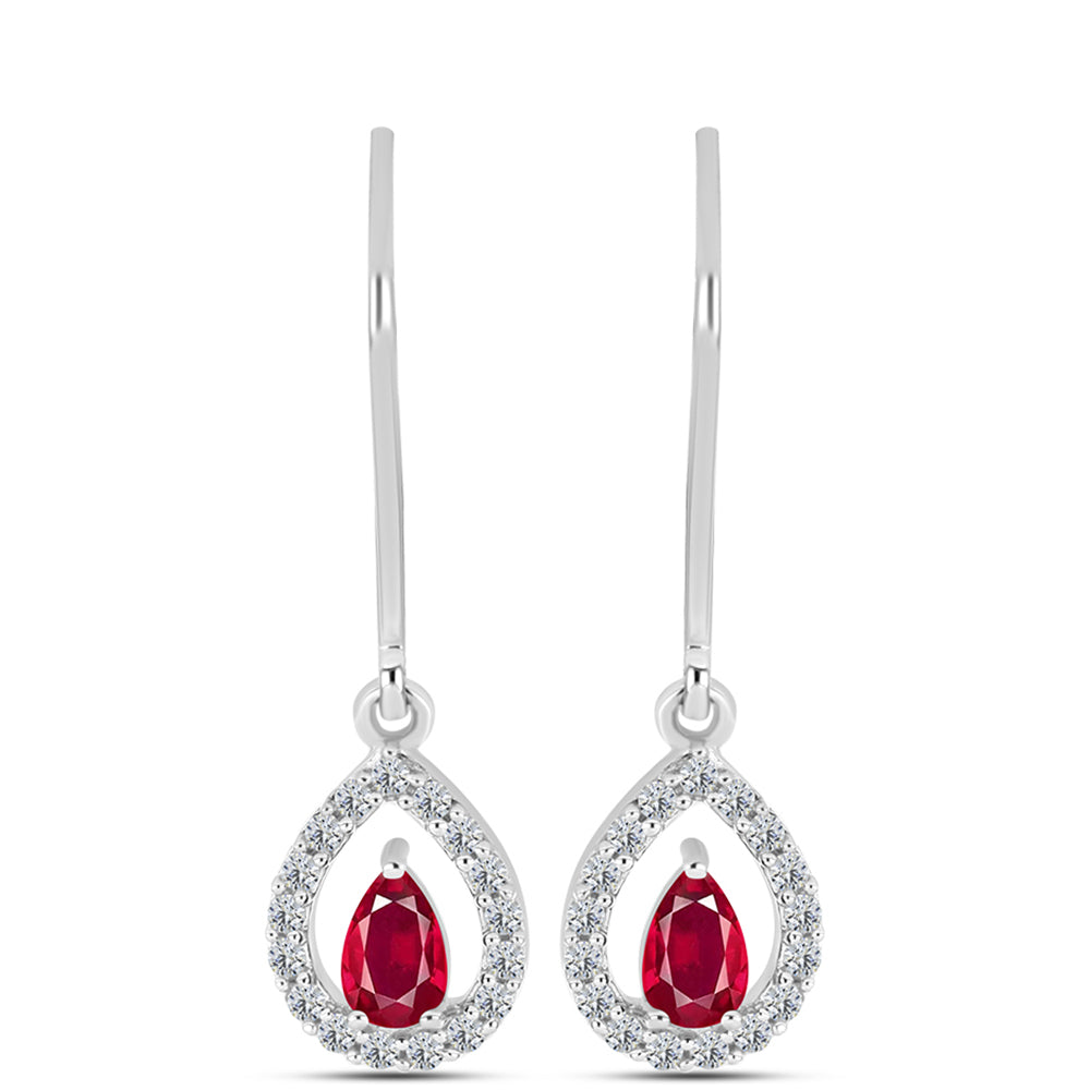 Pendientes de Plata con Rubí de Madagascar y Topacio Blanco 1 