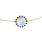 Pulsera de Plata Bañada en Oro con Piedra Lunar Arco Iris y Amatista de Marruecos