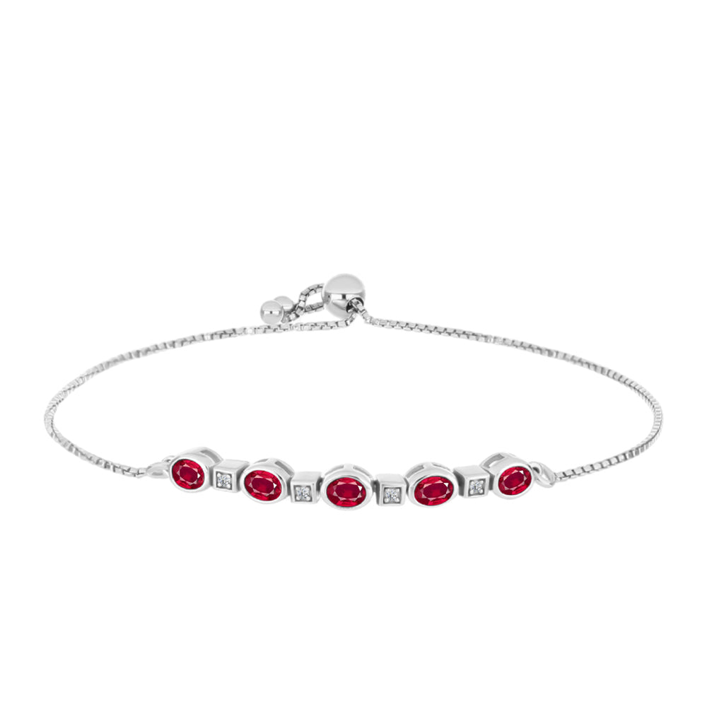 Pulsera de Plata con Rubí de Madagascar y Topacio Blanco 1 