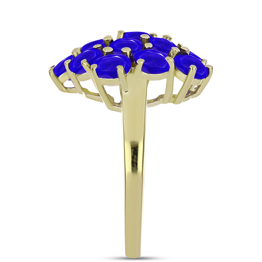 Anillo de Plata Bañada en Oro con Ágata azul 4 