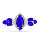 Anillo de Plata Bañada en Oro con Ágata azul y Topacio Blanco