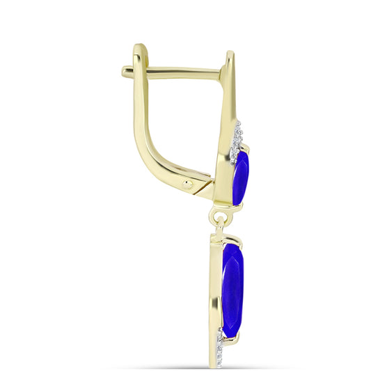 Pendientes de Plata Bañada en Oro con Ágata azul y Topacio Blanco