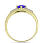 Anillo de Plata Bañada en Oro con Ágata azul y Topacio Blanco