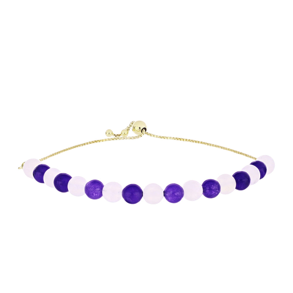 Pulsera de Plata Bañada en Oro con Piedra Lunar Arco Iris y Amatista de Marruecos 1 