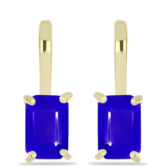 Pendientes de Plata Bañada en Oro con Ágata azul