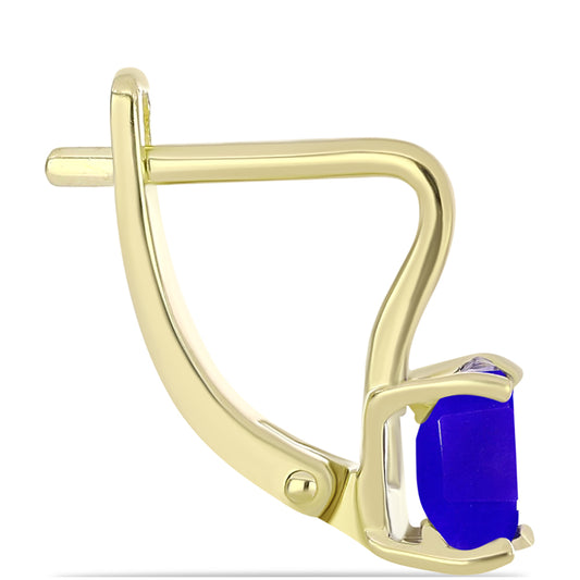 Pendientes de Plata Bañada en Oro con Ágata azul