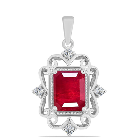 Colgante de Plata con Rubí de Madagascar y Topacio Blanco