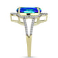 Anillo de Plata Bañada en Oro con Cuarzo Pavo Real y Topacio Blanco