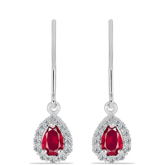 Pendientes de Plata con Rubí de Madagascar y Topacio Blanco