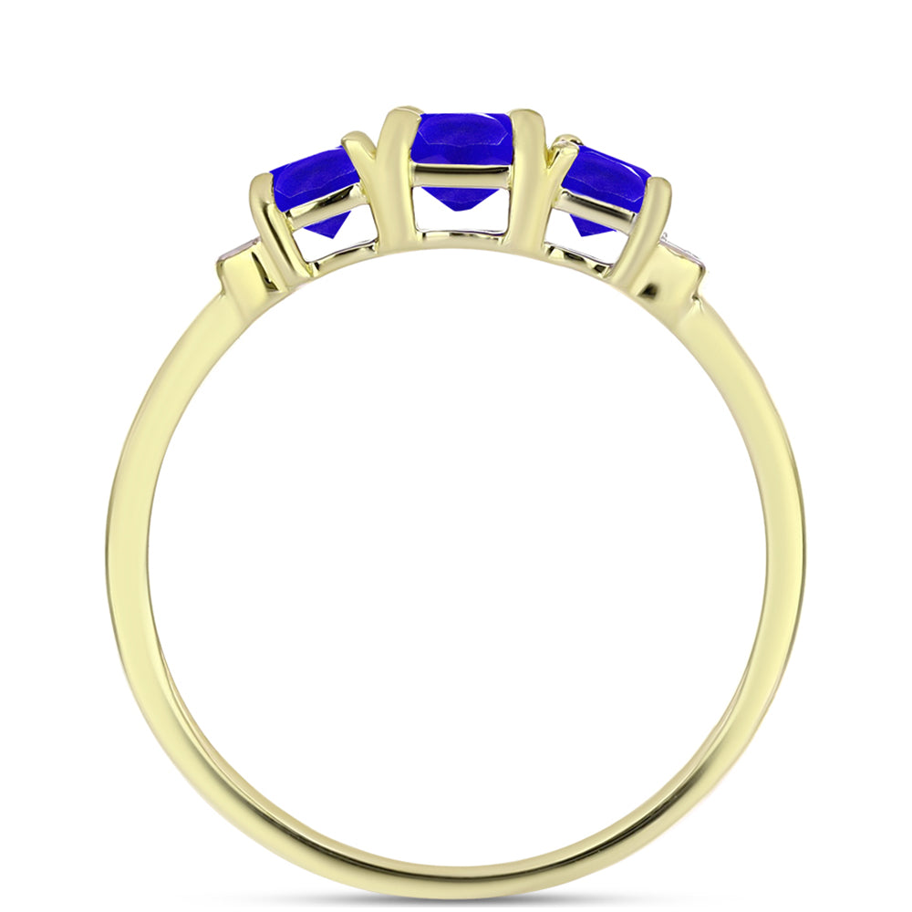 Anillo de Plata Bañada en Oro con Ágata azul y Topacio Blanco 2 