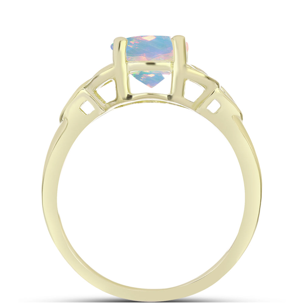 Anillo de Plata Bañada en Oro con Ópalo Welo 2 