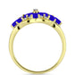 Anillo de Plata Bañada en Oro con Ágata azul y Topacio Blanco