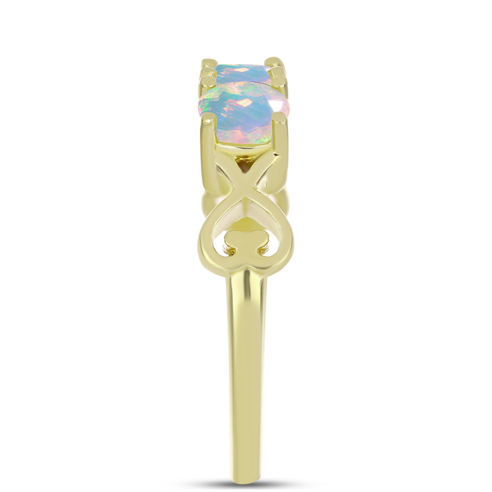 Anillo de Plata Bañada en Oro con Ópalo Welo 4 