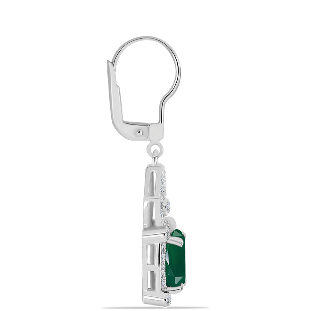 Pendientes de Plata con Calcedonia Verde y Topacio Blanco 2 
