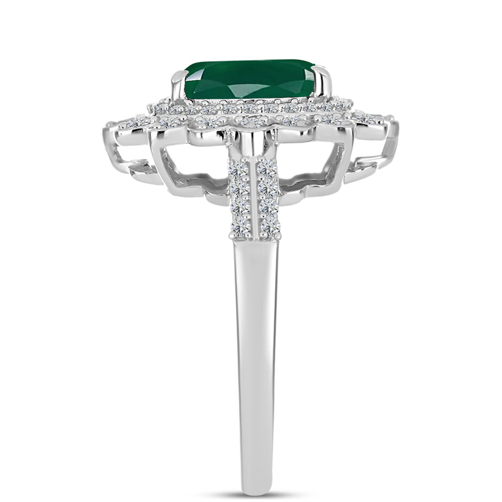 Anillo de Plata con Calcedonia Verde y Topacio Blanco 4 