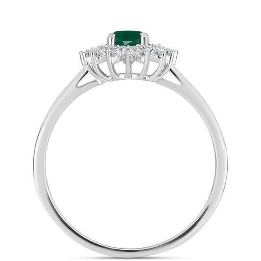 Anillo de Plata con Calcedonia Verde y Topacio Blanco