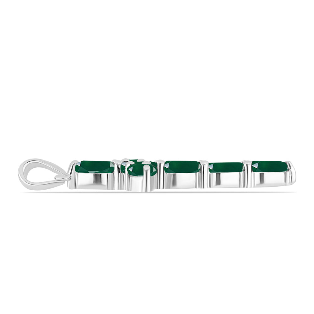 Cruz Colgante de Plata con Calcedonia Verde 2 
