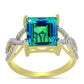 Anillo de Plata Bañada en Oro con Cuarzo Pavo Real y Topacio Blanco