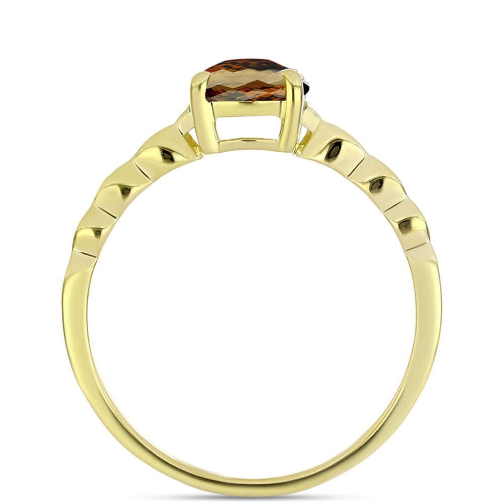 Anillo de Plata Bañada en Oro con Cuarzo Coñac 2 