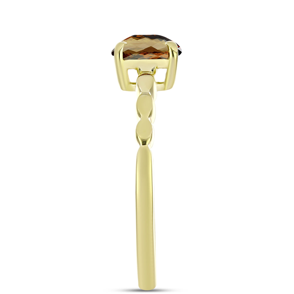 Anillo de Plata Bañada en Oro con Cuarzo Coñac 4 