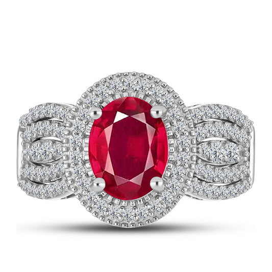 Anillo de Plata con Rubí de Madagascar y Topacio Blanco