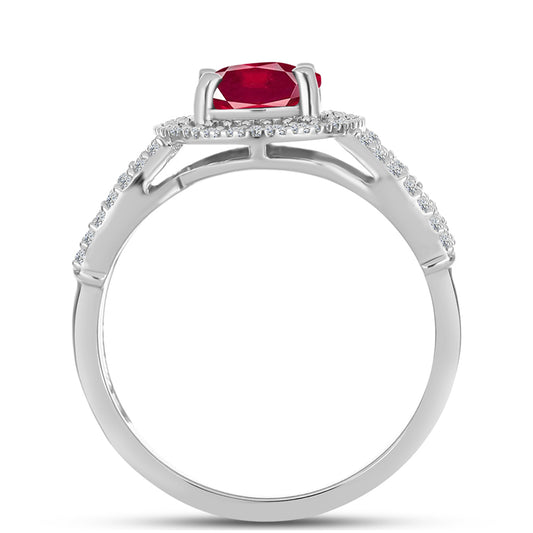 Anillo de Plata con Rubí de Madagascar y Topacio Blanco