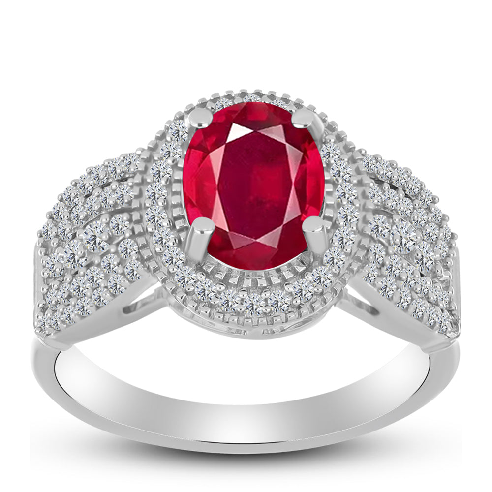 Anillo de Plata con Rubí de Madagascar y Topacio Blanco