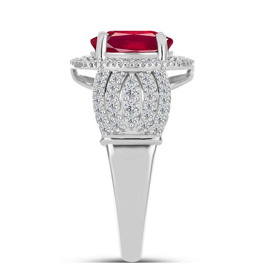 Anillo de Plata con Rubí de Madagascar y Topacio Blanco 4 