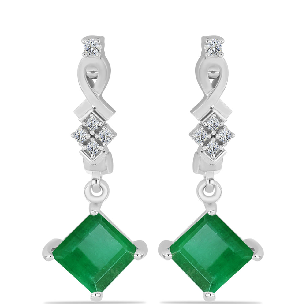 Pendientes de Plata con Esmeralda de Brasil y Topacio Blanco