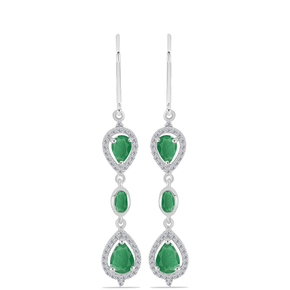 Pendientes de Plata con Esmeralda de Brasil y Topacio Blanco 1 