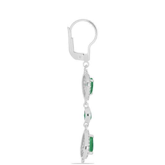 Pendientes de Plata con Esmeralda de Brasil y Topacio Blanco
