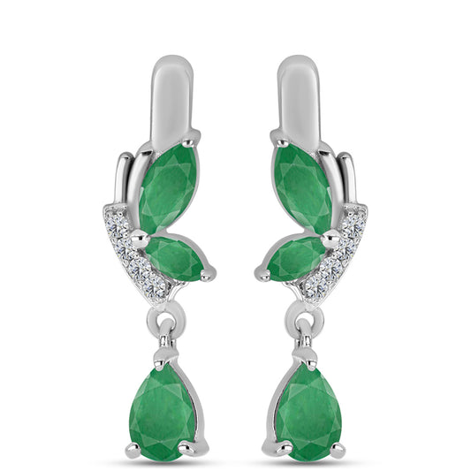 Pendientes de Plata con Esmeralda de Brasil y Topacio Blanco