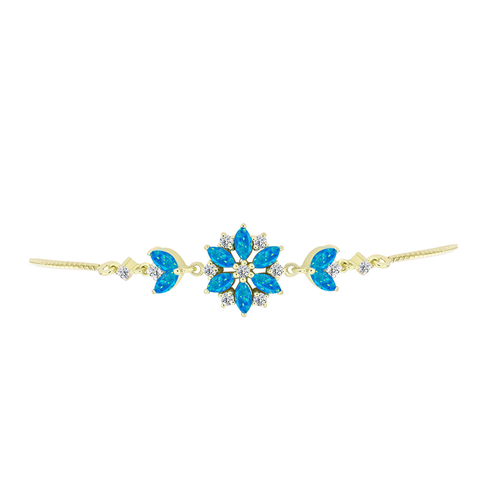 Pulsera de Plata Bañada en Oro con Ópalo Azul Paraiba de Etiopía y Topacio Blanco 2 