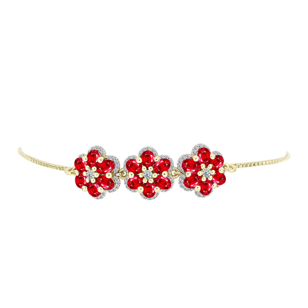 Pulsera de Plata Bañada en Oro con Ágata Roja y Topacio Blanco 2 
