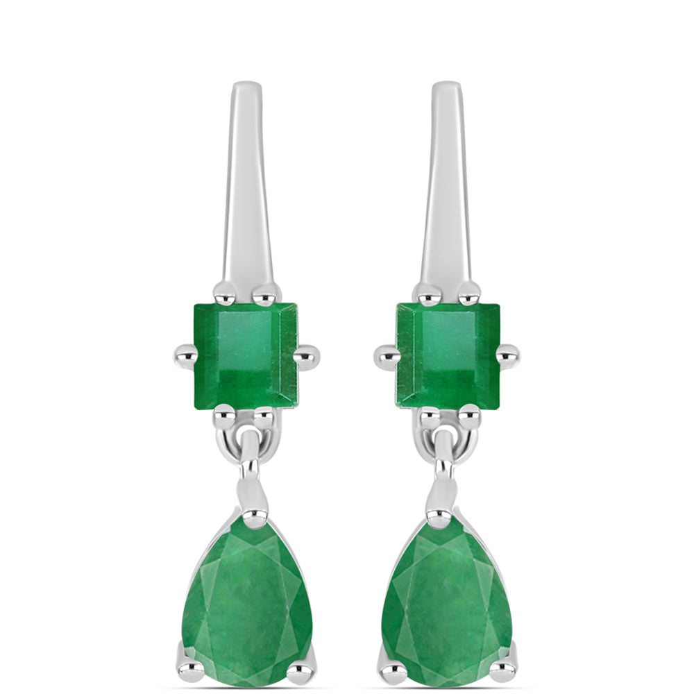 Pendientes de Plata con Esmeralda de Brasil
