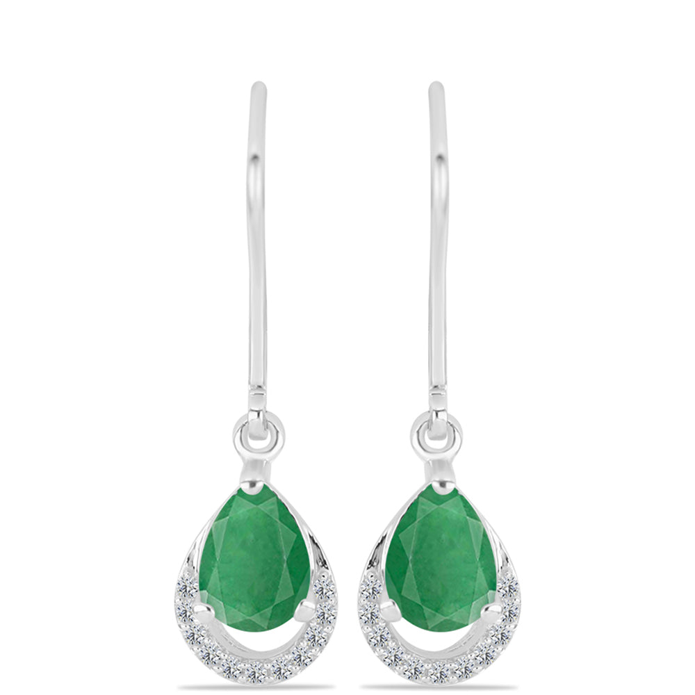 Pendientes de Plata con Esmeralda de Brasil y Topacio Blanco 1 